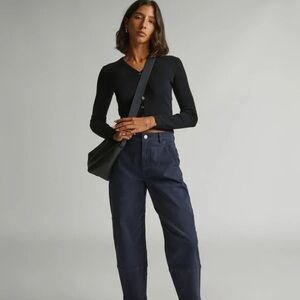 Aritzia TNA Navy Blue Modern Utility Highrise Pants Size 0 Cotton